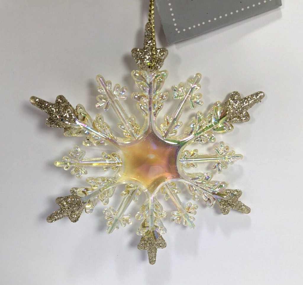Pair of Prismatic Snowflake Ornaments