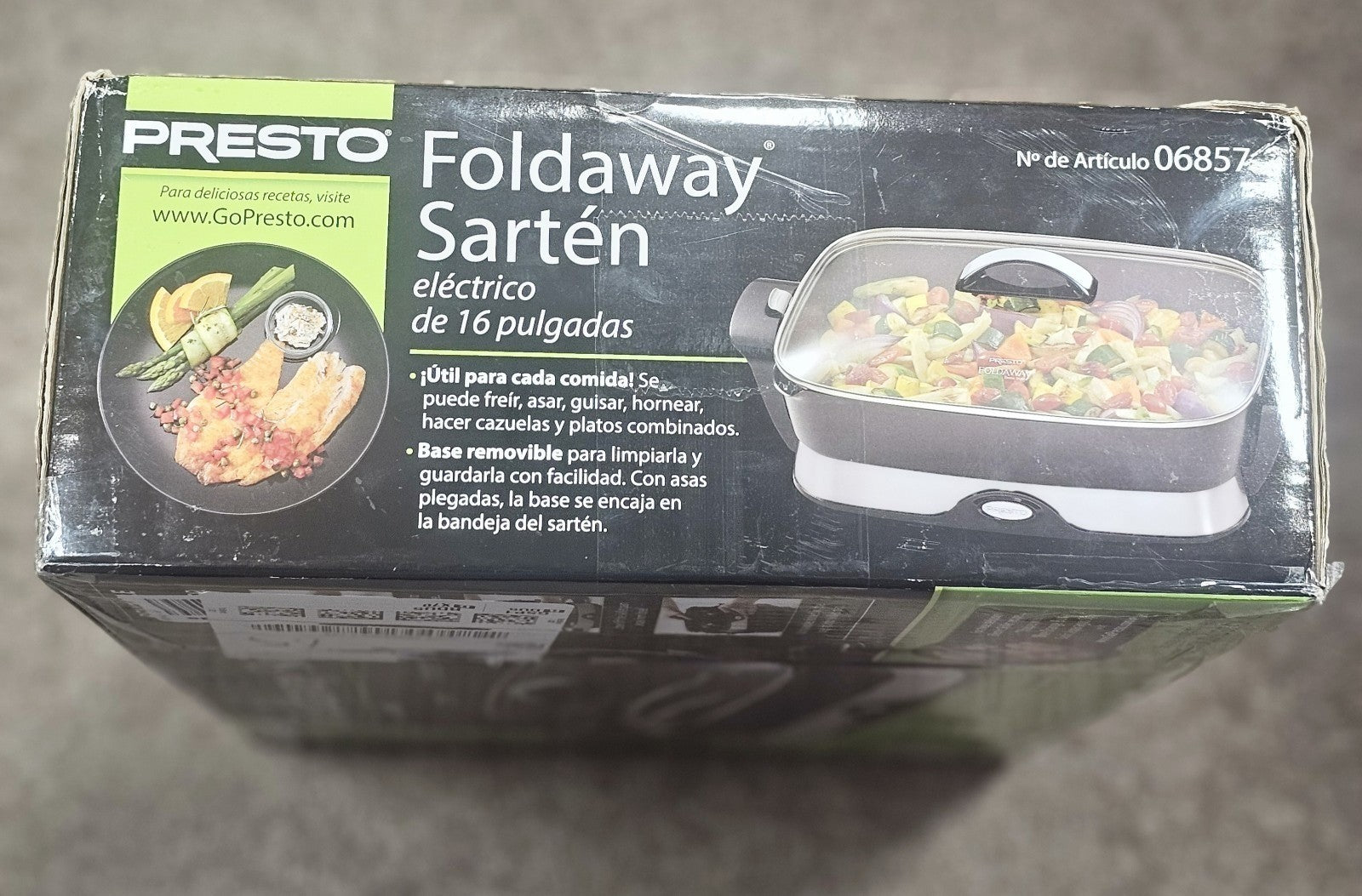 Presto 16-Inch Electric Foldaway Skillet With Tempered Glass Lid & Removable Bas