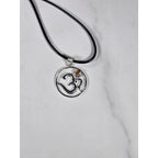 Vintage Sterling Silver Om Pendant Necklace with Amber Stone