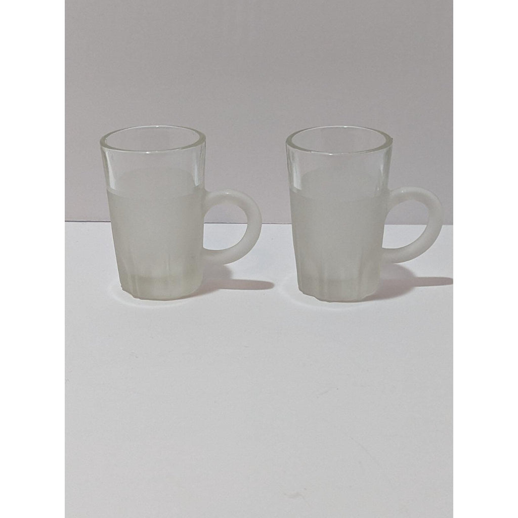 Vintage Frosted Espresso Shot Glasses With Handles Set of 2