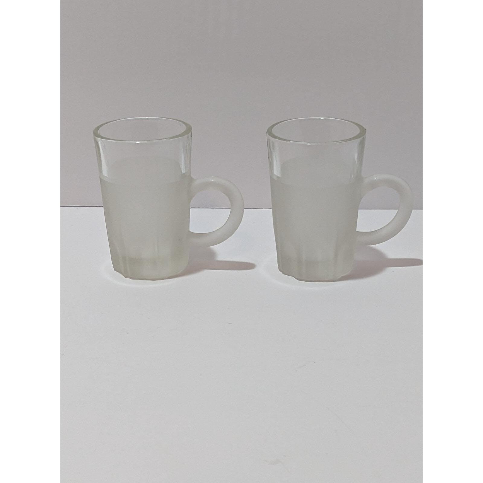 Vintage Frosted Espresso Shot Glasses With Handles Set of 2