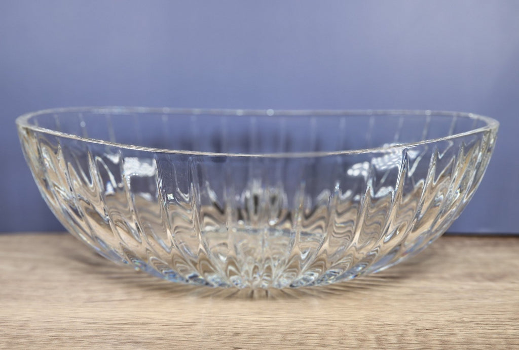 Vintage Cut Crystal Starburst Design Oval Candy Bowl