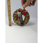 Vintage Hand Blown Glass Bird Wreath Christmas Ornament