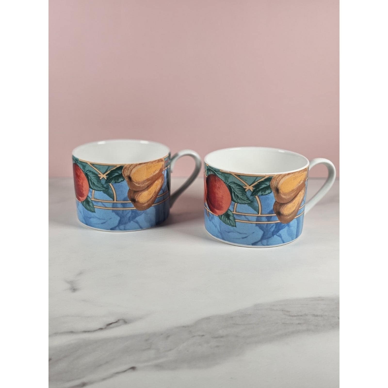 90s Vintage Set of 2 Victoria Beale Forbidden Fruit Coffee Mugs