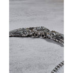 Vintage Winged Heart Rhinestone Necklace Silver Tone Statement