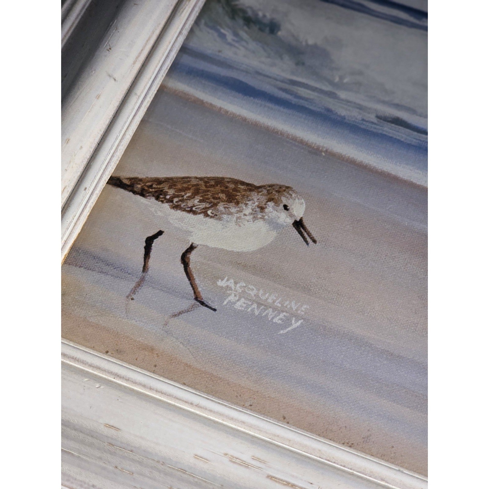 Signed Coastal Shorebirds Artwork With Lighthouse Framed Nautical Wall Art