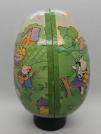 Vintage Paper Mache Egg Rabbit with Wheelbarrow Full of Eggs