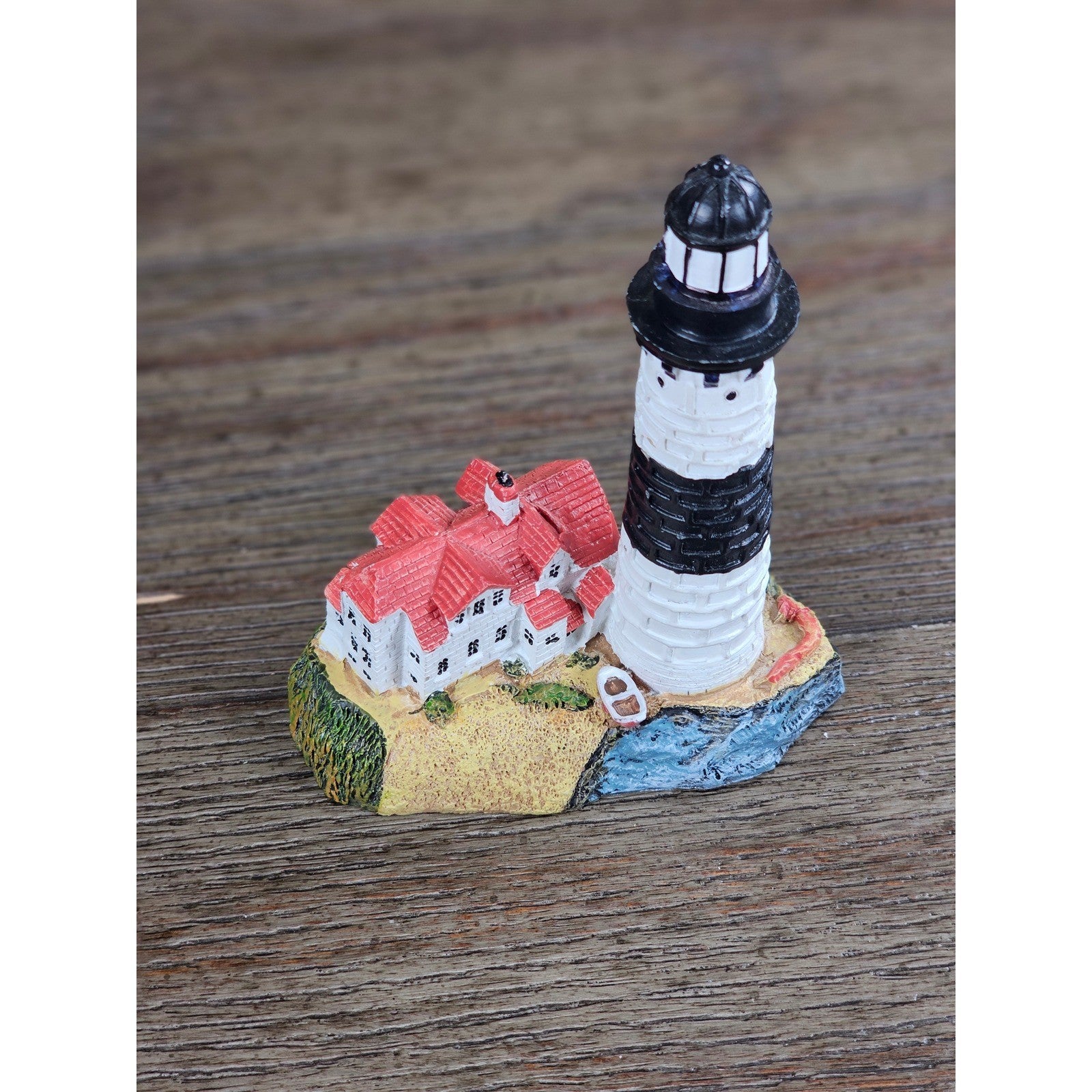 Miniature Lighthouse & Keeper's House Figurine Coastal Nautical Decor