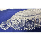 Cut Glass Candy Dish Starburst Pattern Handled Vintage