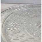 Vintage Pressed Glass Floral Cake Stand Round Serving Tray 13 Inch