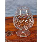 Vintage Crystal Brandy Snifter Diamond Cut Cognac Glass Stemmed