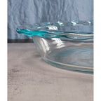 Vintage Pyrex Clear Glass Pie Dish with Blue Dot Rim 11 Inch