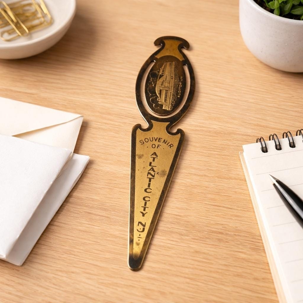 Atlantic City Bookmark Letter Opener Brass Souvenir