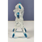 Vintage Lucite Cat Figurine Clear Blue Accents Hong Kong
