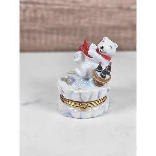 Franklin Mint Coca Cola Polar Bear Trinket Box 1999 Porcelain