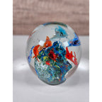 Glass Paperweight Aquatic Scene Fish Swirls Art Hand Blown