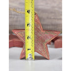 Set of 5 Rustic Wooden Stars | Burgundy Distressed Farmhouse Decor