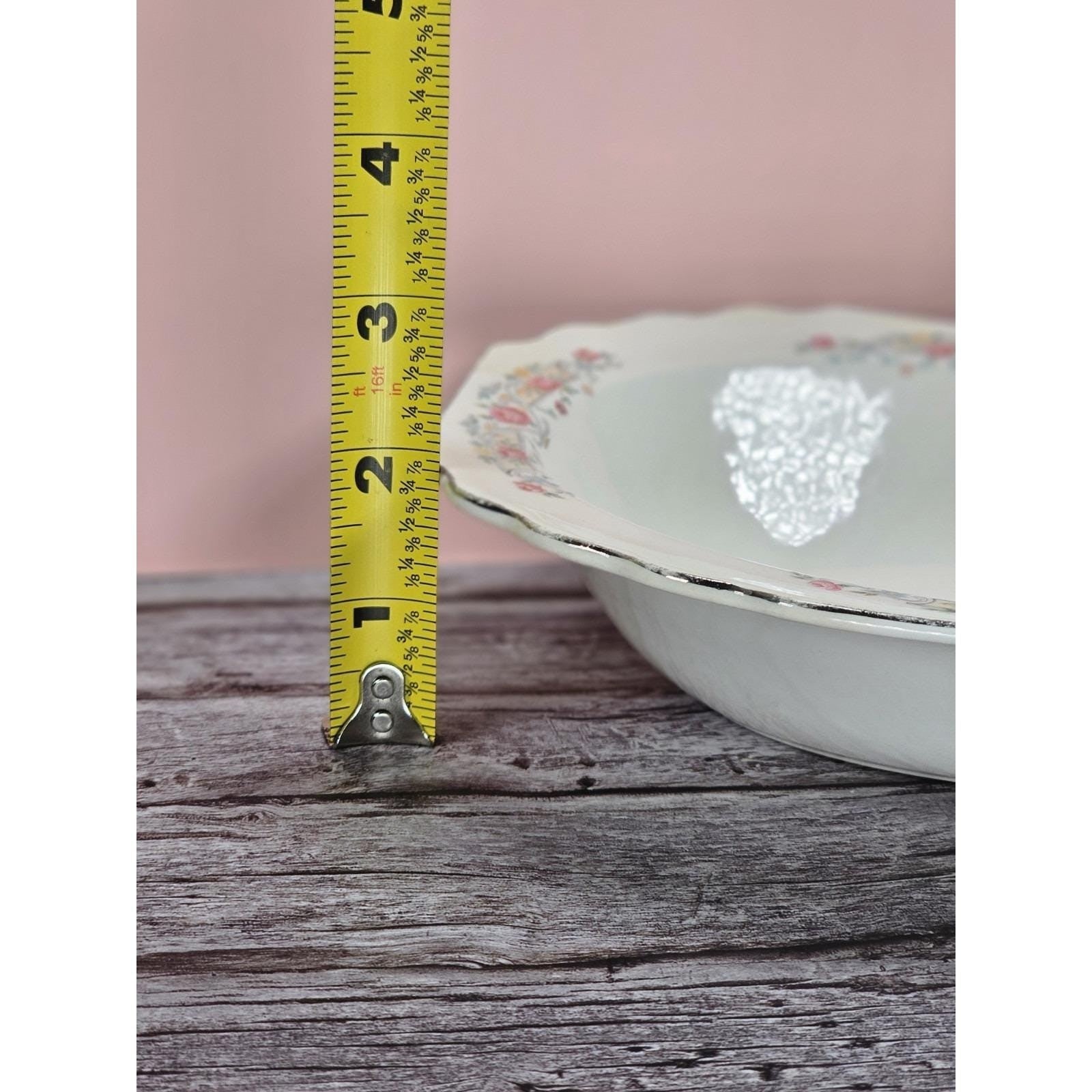 Vintage Lido Oval Serving Bowl W.S. George Floral Rim 9 1/4" x 7"