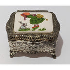 Vintage Silver Plated Trinket Box Red Felt Japan