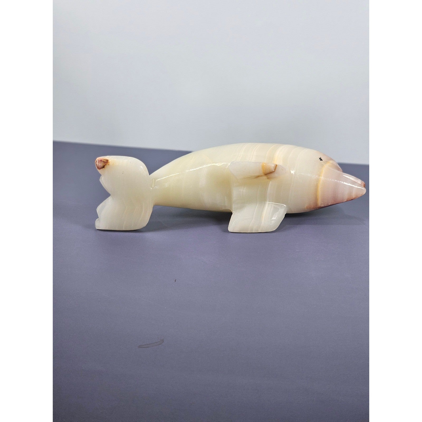 Hand Carved Onyx Dolphin Figurine Natural Stone Dolphin Statue Ocean Decor