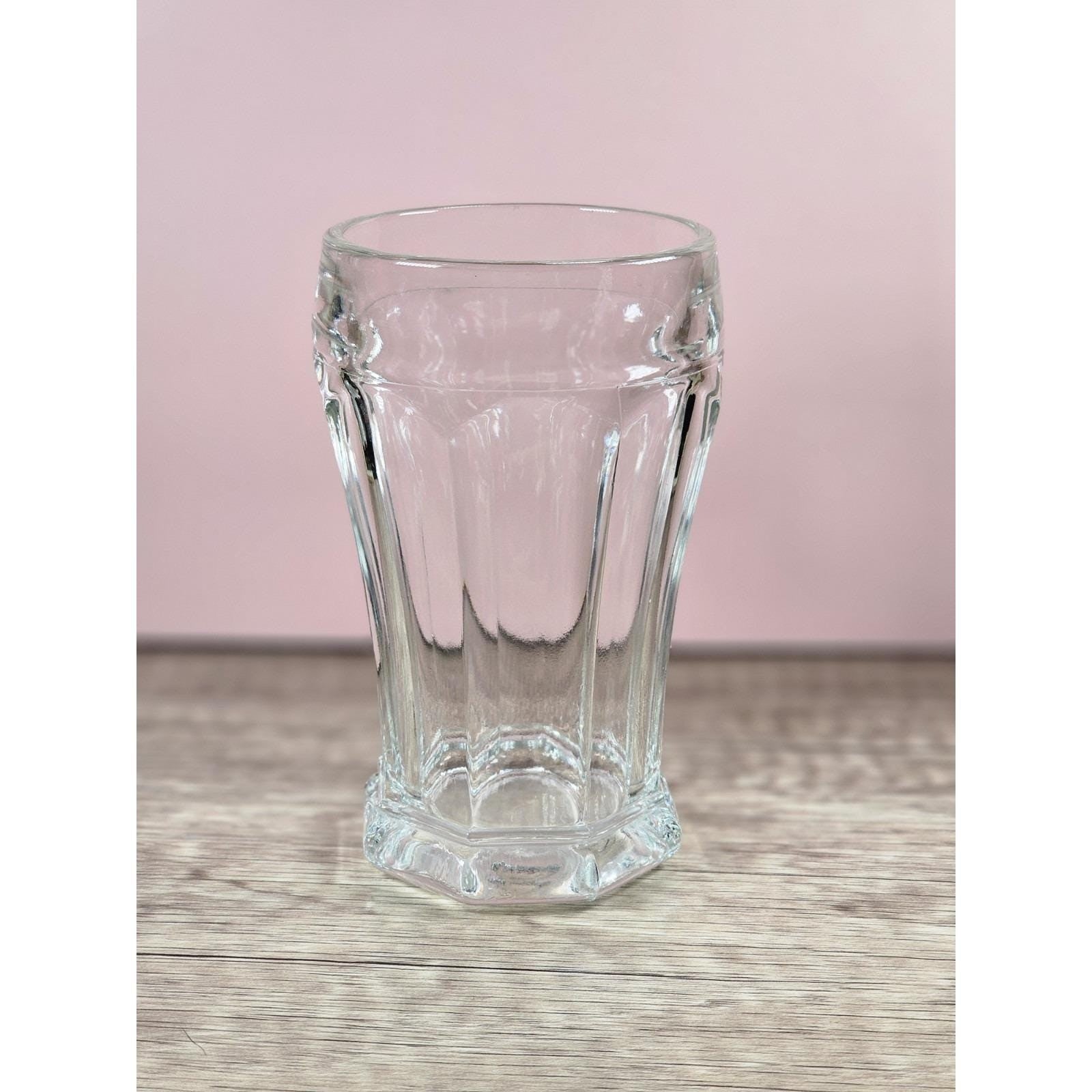 Vintage Crisa Paneled Clear Glass Tumblers | 5 Inch Tall Drinking Glasses