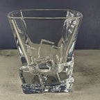 Vintage Heavy Glass Rocks Glasses Set of 4 Ice Cube Base Tumblers