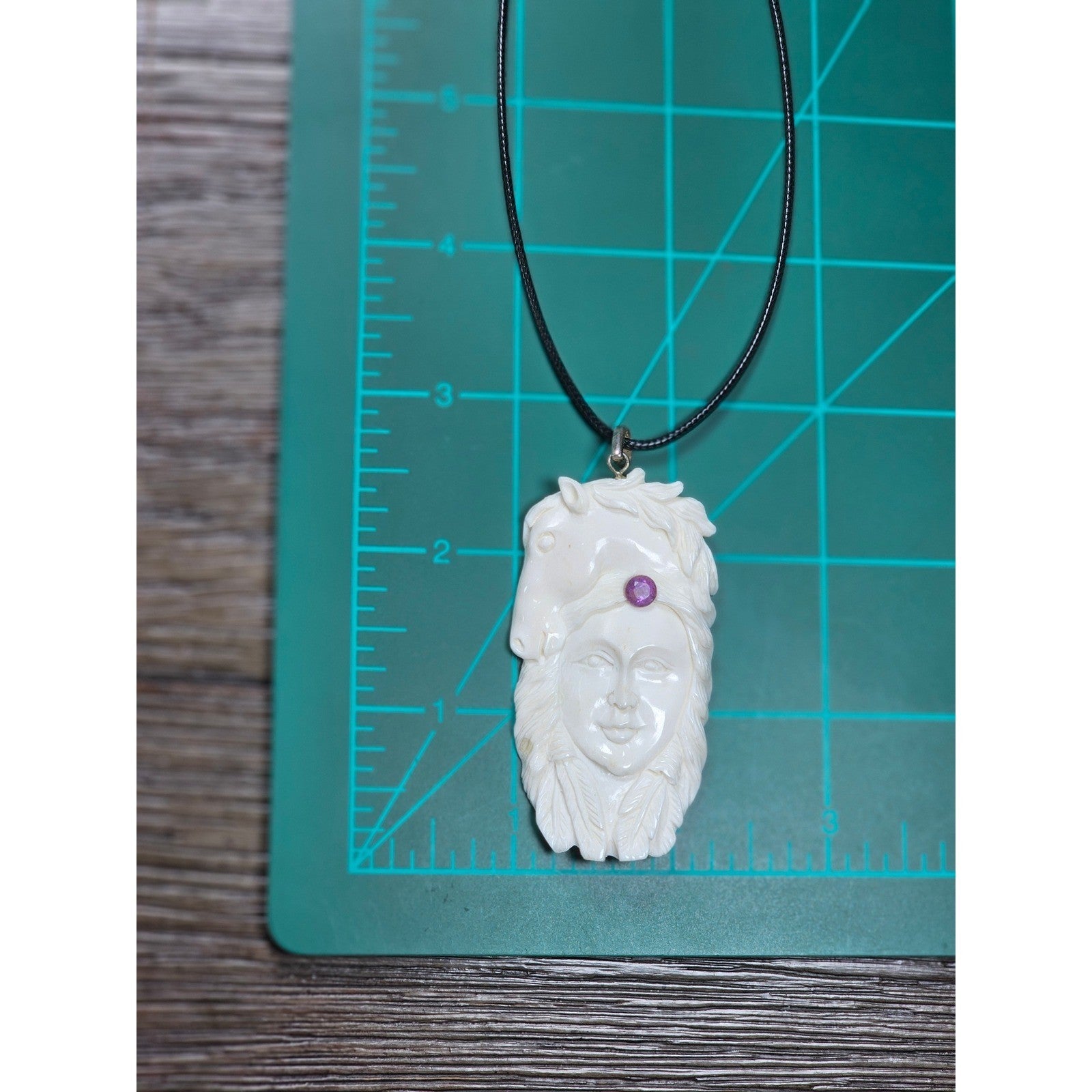 Vintage Carved Native American Horse Headdress Pendant