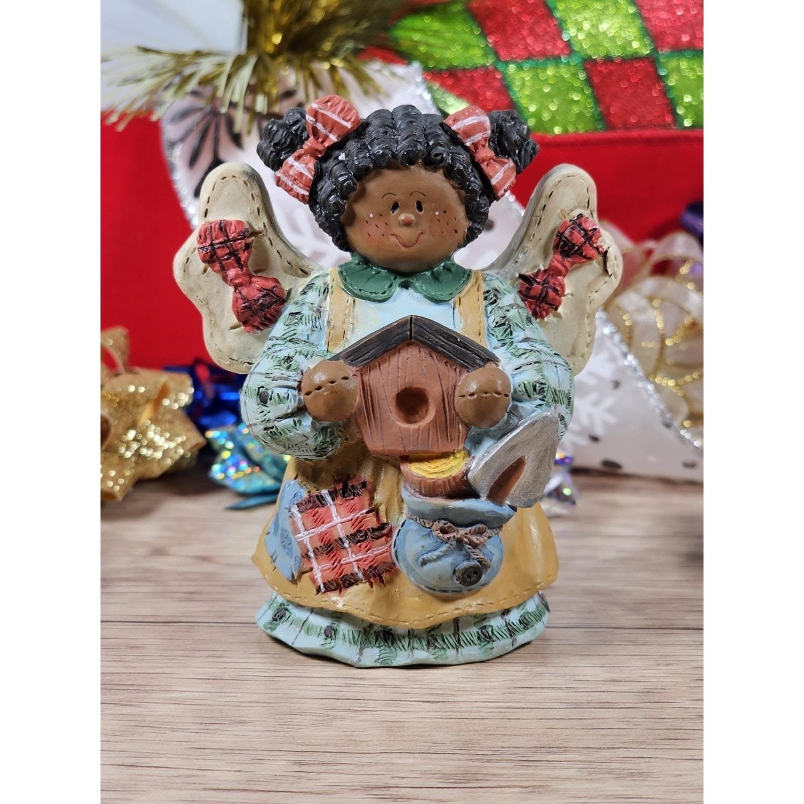 Angel Figurine Birdhouse 1990s Vintage Mini Holiday Decor