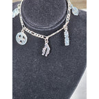 Vintage Southwestern Charm Bracelet Silver Tone Figaro Chain