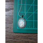 Vintage Angel Cameo Pendant Necklace Blue White Beaded Frame