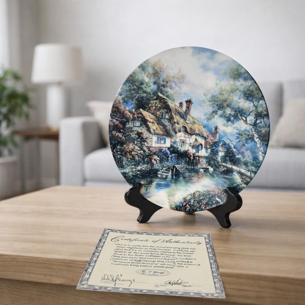 Carl Valente Stonewall Brook Blossoms Plate Poetic Cottages