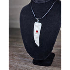 Carved Snake Fang Pendant Necklace White Tooth Style Gothic Charm 2"