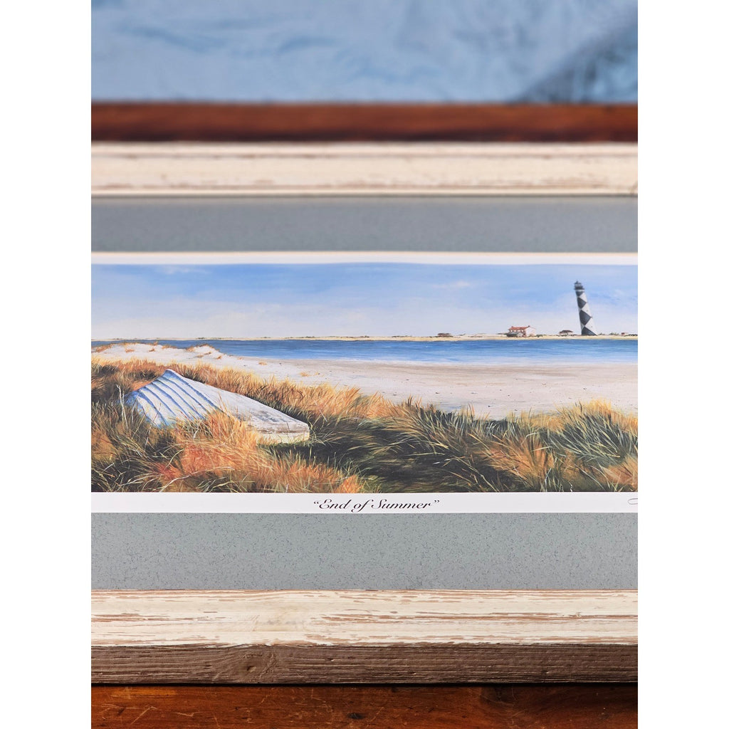 Framed Coastal Lighthouse Print End of Summer Lena Dennis Beach Art