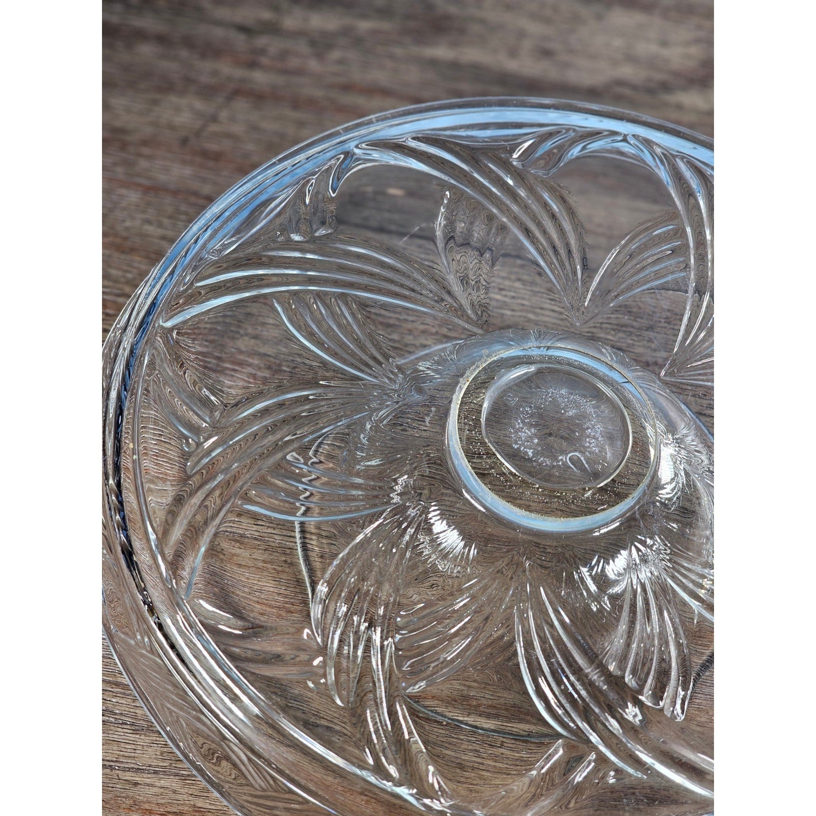 Vintage Pressed Glass Reversible Food Display Stand with Dip Bowl 11"