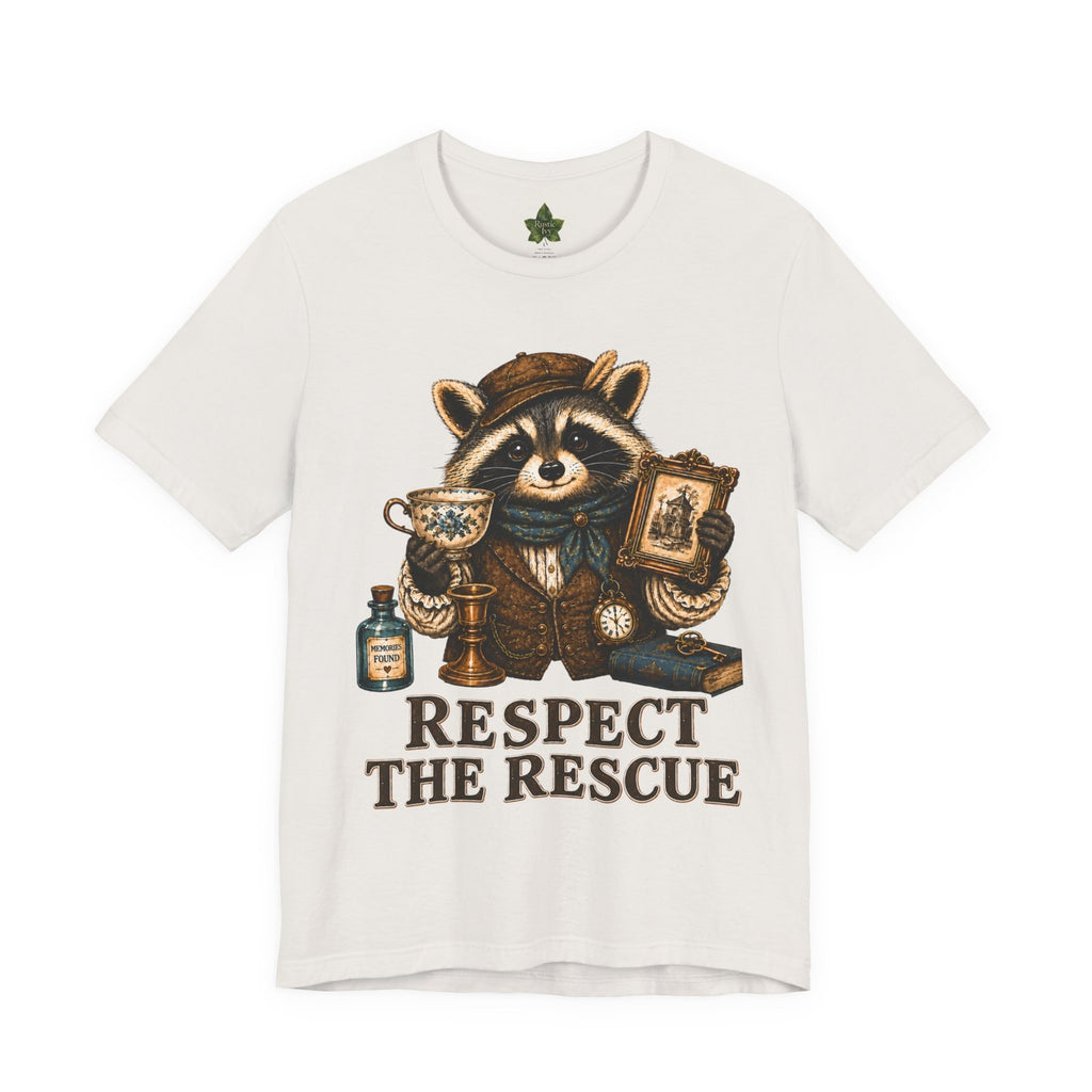 Respect The Rescue Raccoon Tee, Vintage Thrift Lover Shirt, Estate Sale Gift