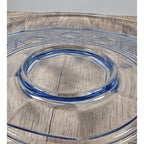 Vintage Anchor Hocking Blue Chip and Dip Plate Glass Serving Tray