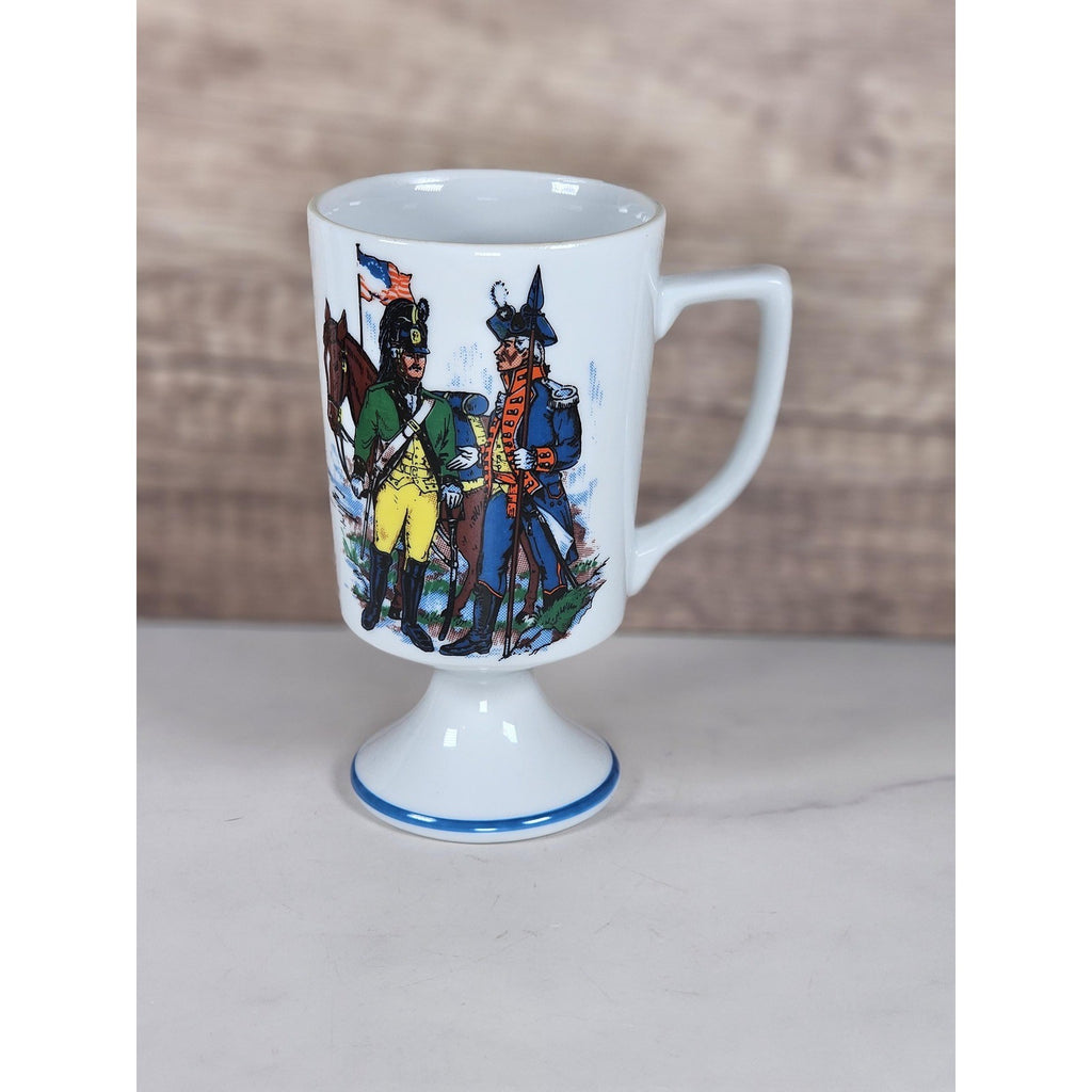 Vintage Fred Roberts Colonial Soldiers Mug Revolutionary War Footed Cup