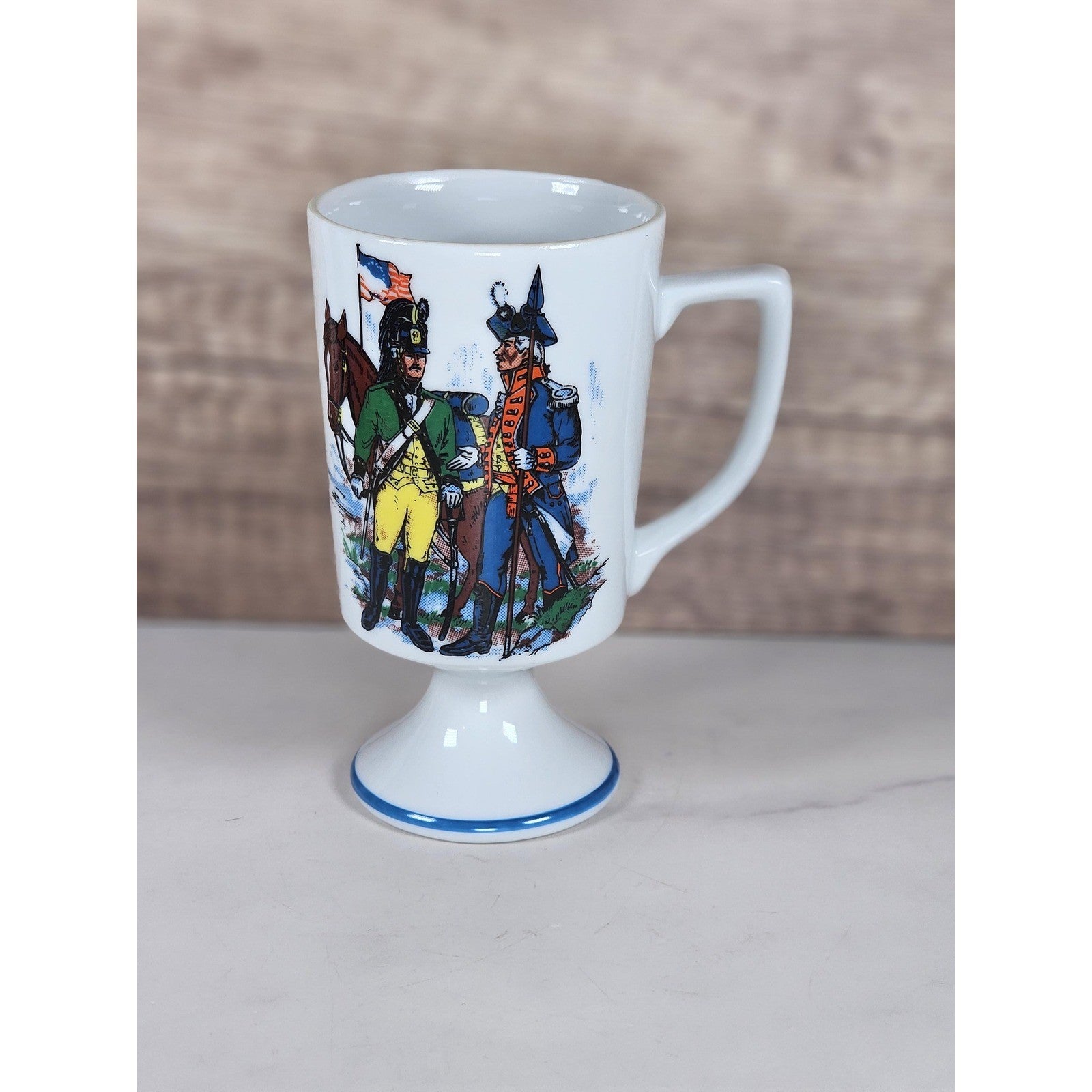 Vintage Fred Roberts Colonial Soldiers Mug Revolutionary War Footed Cup
