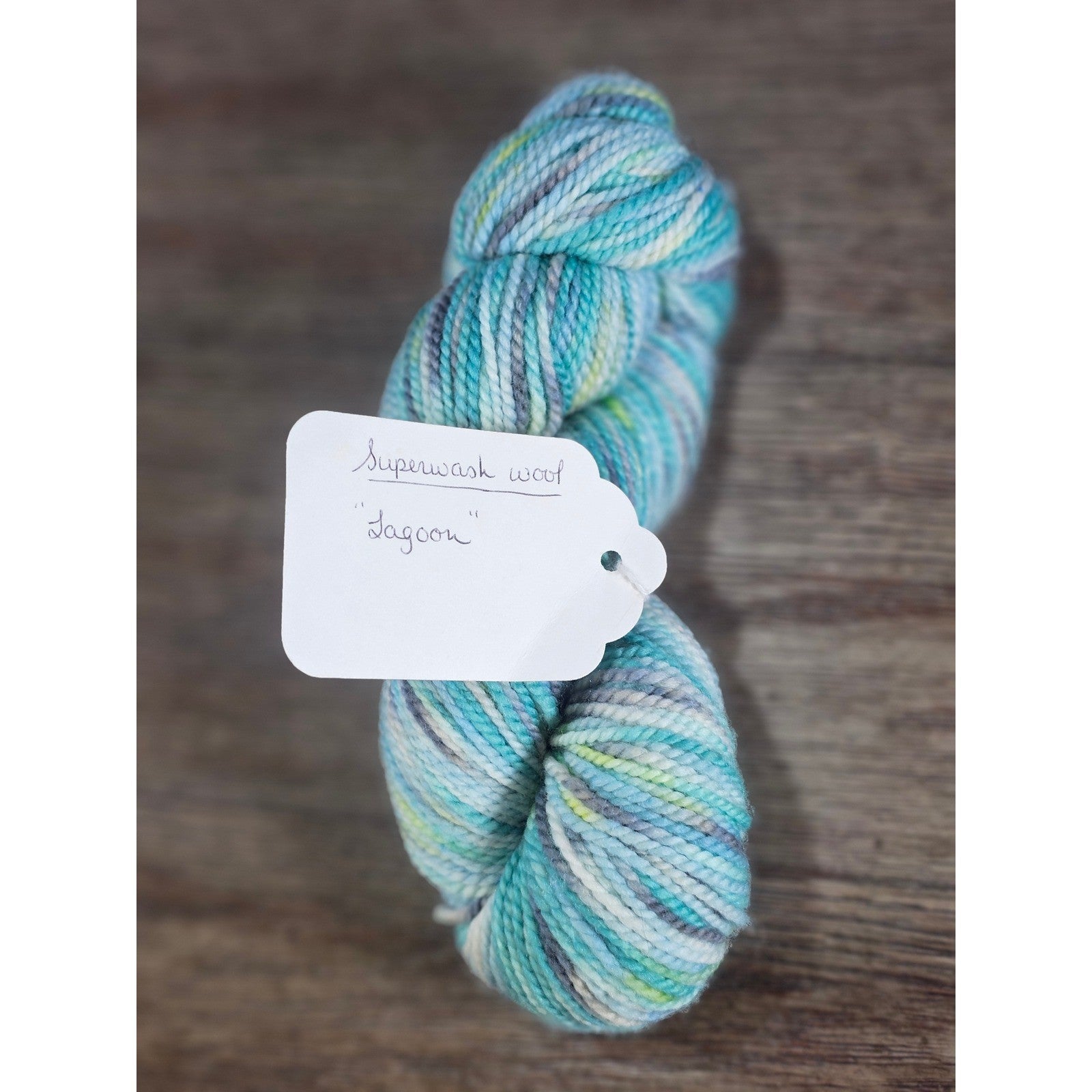Hand Dyed Superwash Wool Yarn Lagoon Fingering Weight 130 Yards