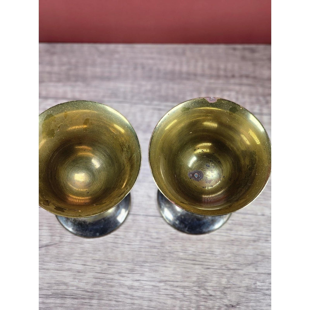 Vintage FB Rogers Silver Plate Goblets Set of 2 Twisted Stem Spain
