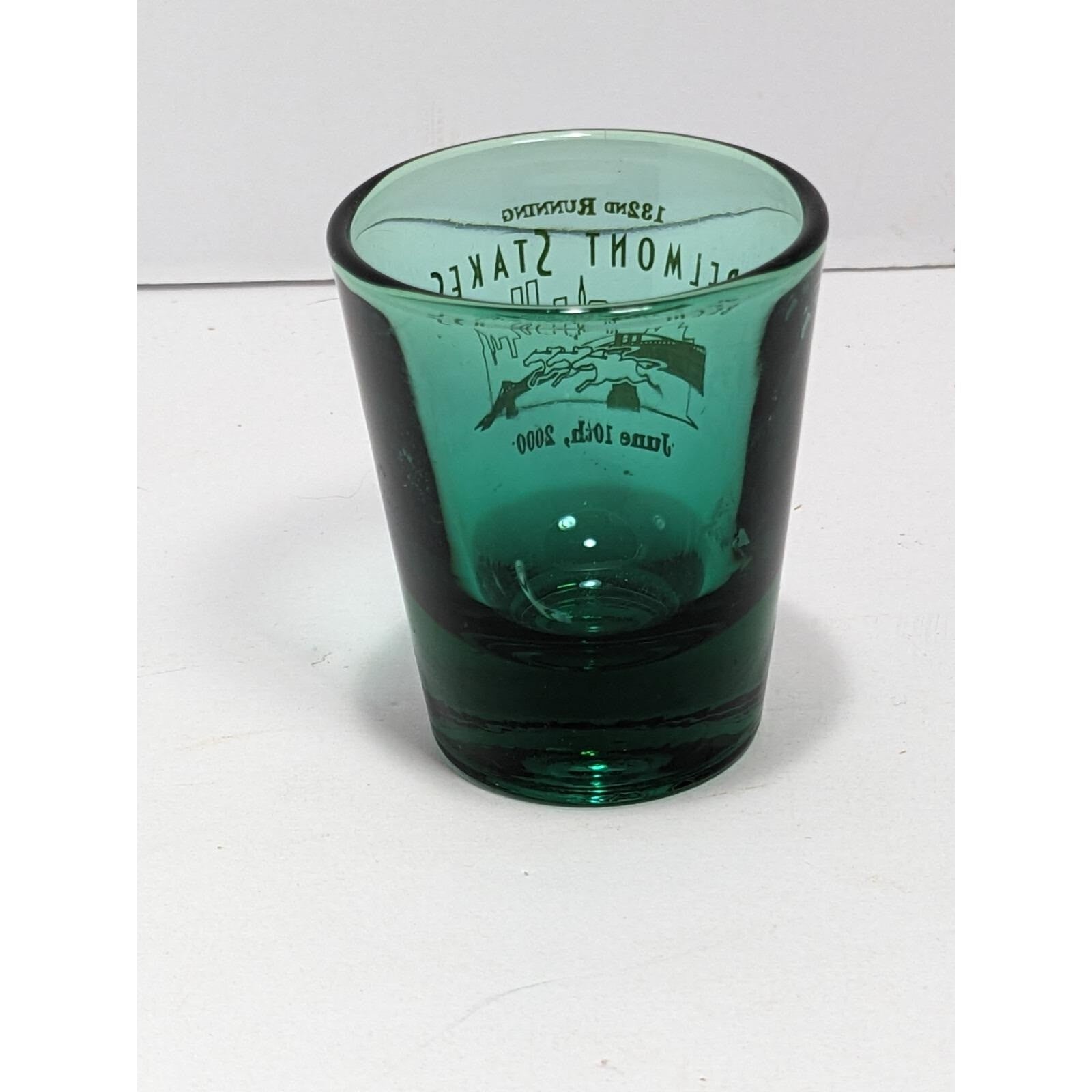2000 132nd Belmont Stakes Green Shot Glass Gold Lettering