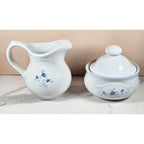 Vintage Pfaltzgraff Blue Rose Creamer and Sugar Bowl Stoneware Set