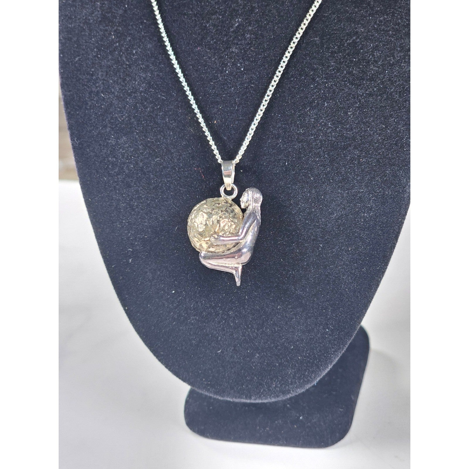 Vintage Harmony Ball Necklace Jingle Pendant Silver Tone
