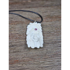 Vintage Buffalo Bone Carved Pendant Necklace Native Style 2.5 Inch