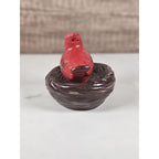 Cardinal Bird Salt Pepper Shakers Nest Set Ceramic Vintage