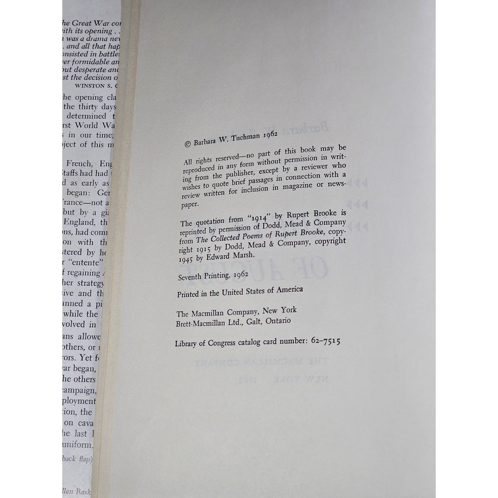 The Guns of August 1962 HC Barbara Tuchman WWII History