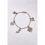 Vintage Silver Charm Bracelet Dolphin Clover Nautical Theme
