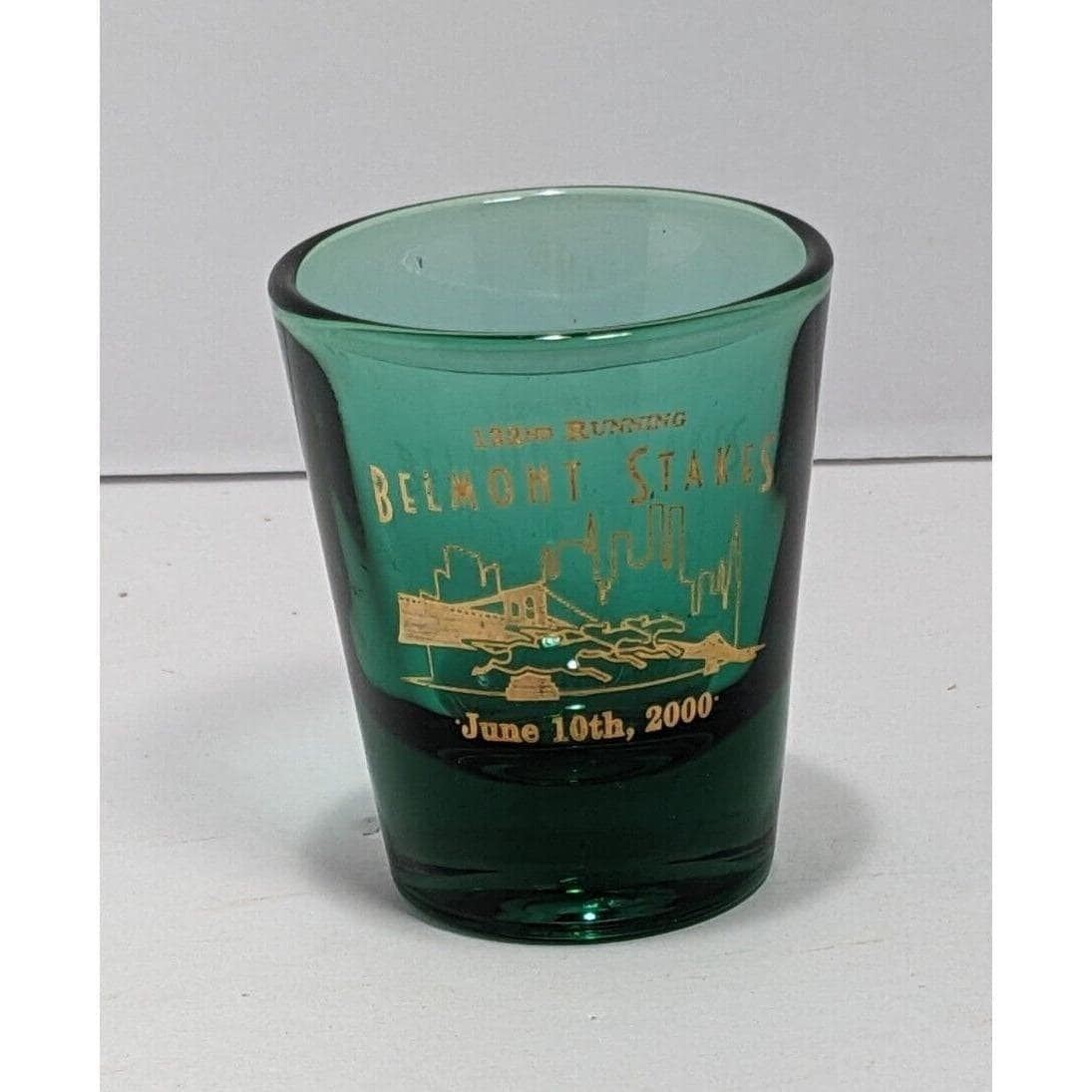 Belmont Stakes Shot Glass 2000 Green Horse Racing Souvenir