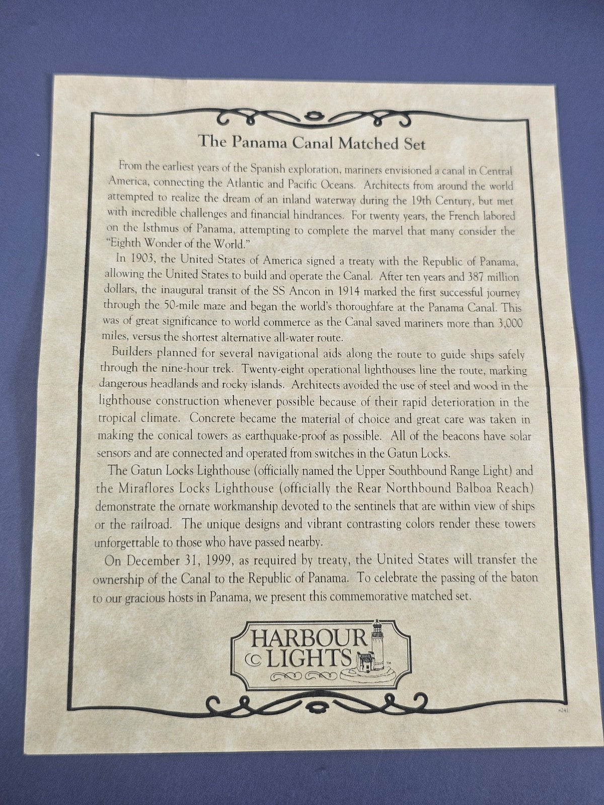 Harbour Lights HL241 The Panama Canal Matched Set Lighthouses #241