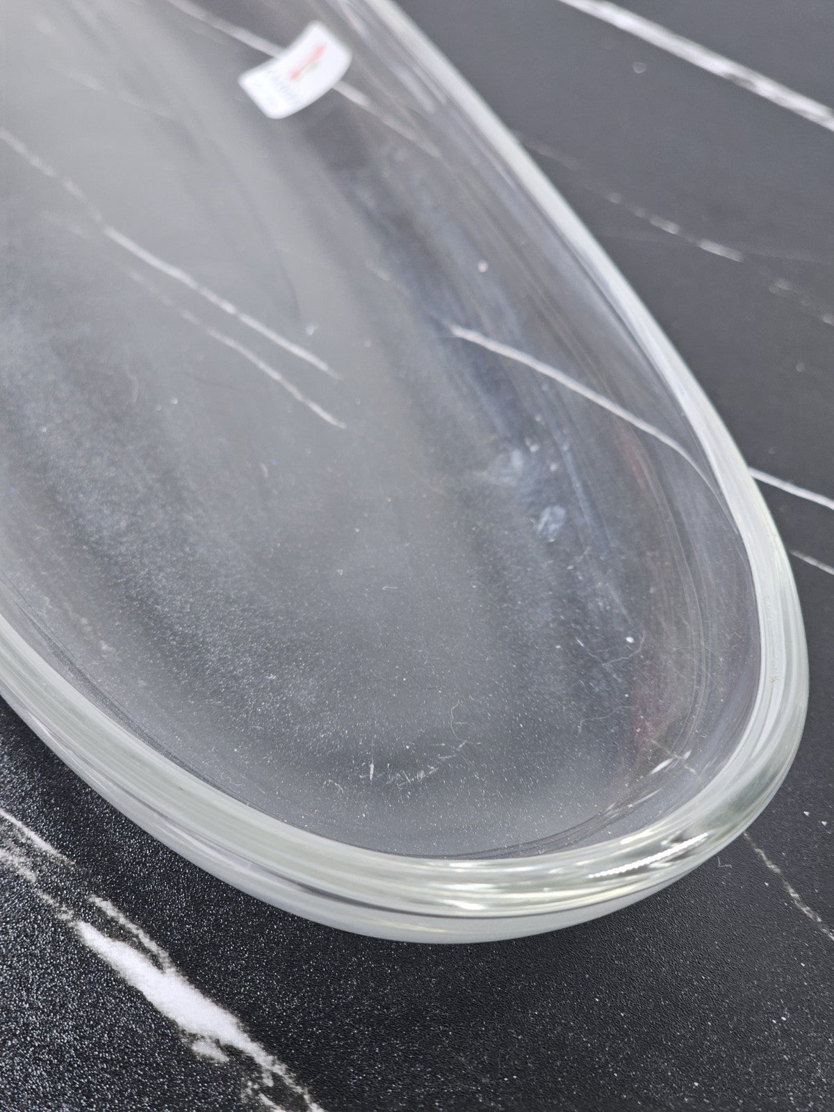 Caldier Italy Glass Oval Serving Plate 19″ x 6.5″ Clear Elegant Design